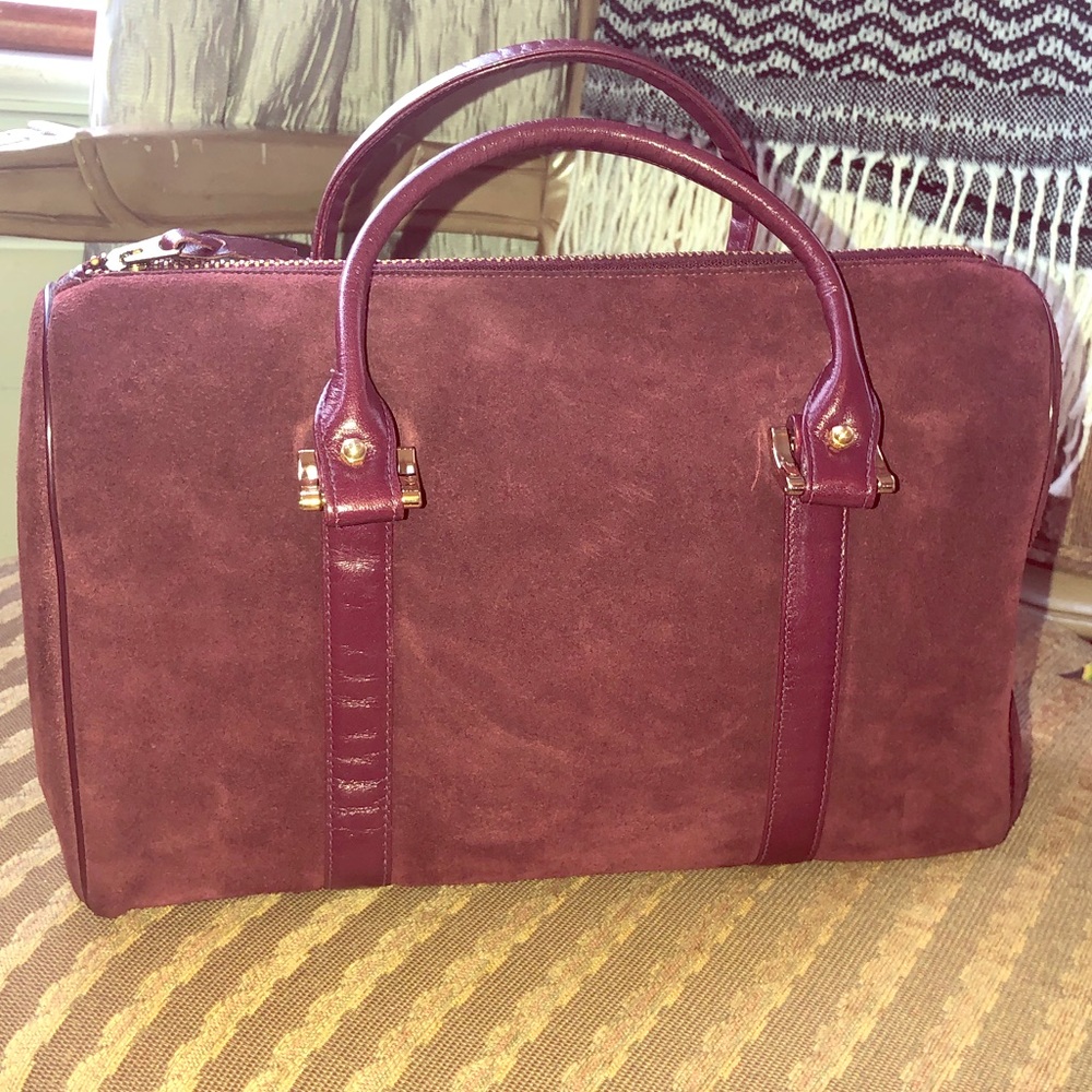 Vintage burgundy suede bowling style purse